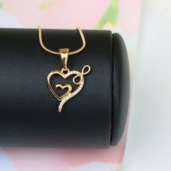 "Heart Infinity Mother-Child Rose Gold Pendant with Sparkling Stones, XPPT1279 - Picture 9 of 12